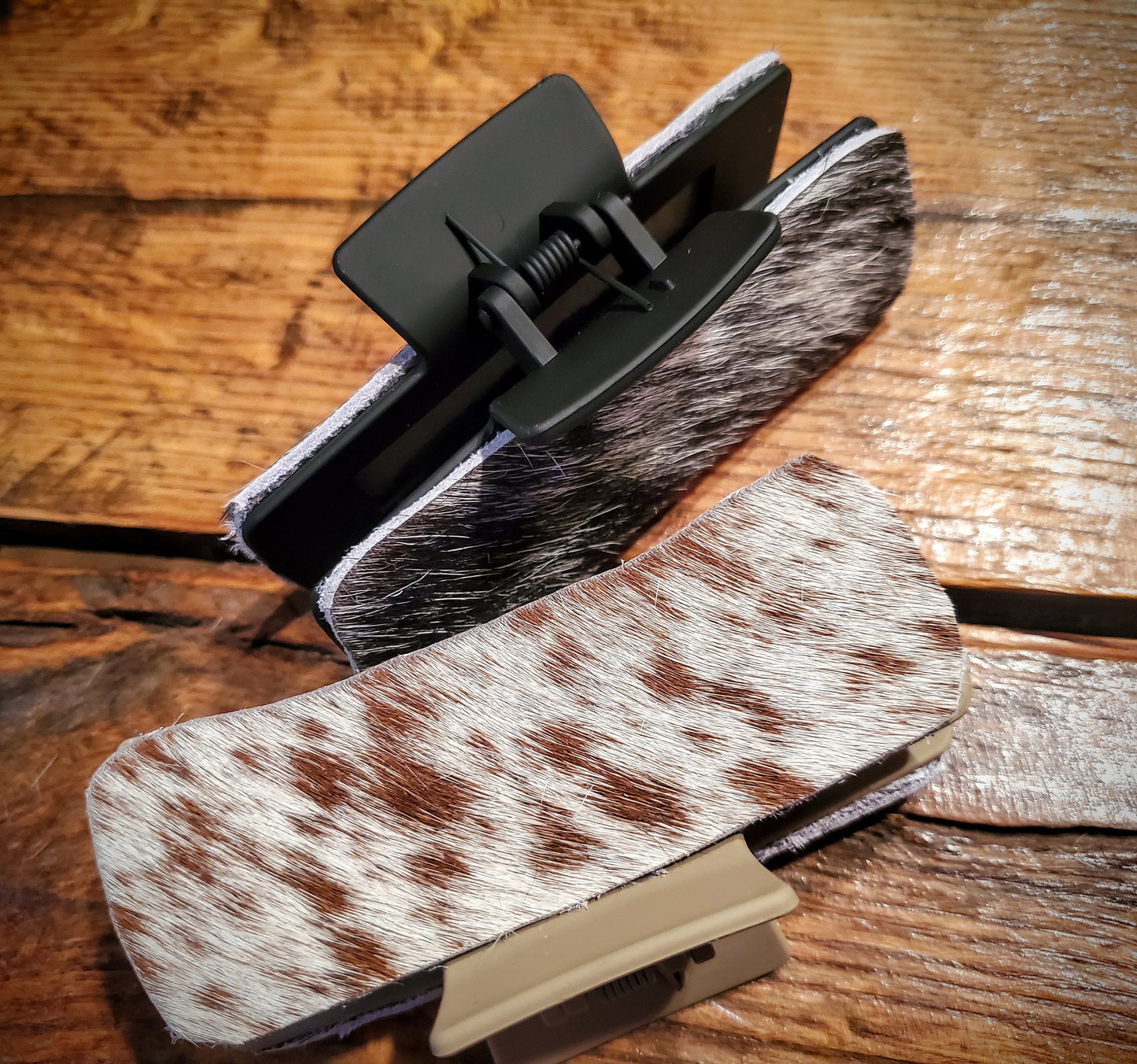 Handmade Genuine Cowhide Hair Clips - Great Christmas Stocking Stuffers