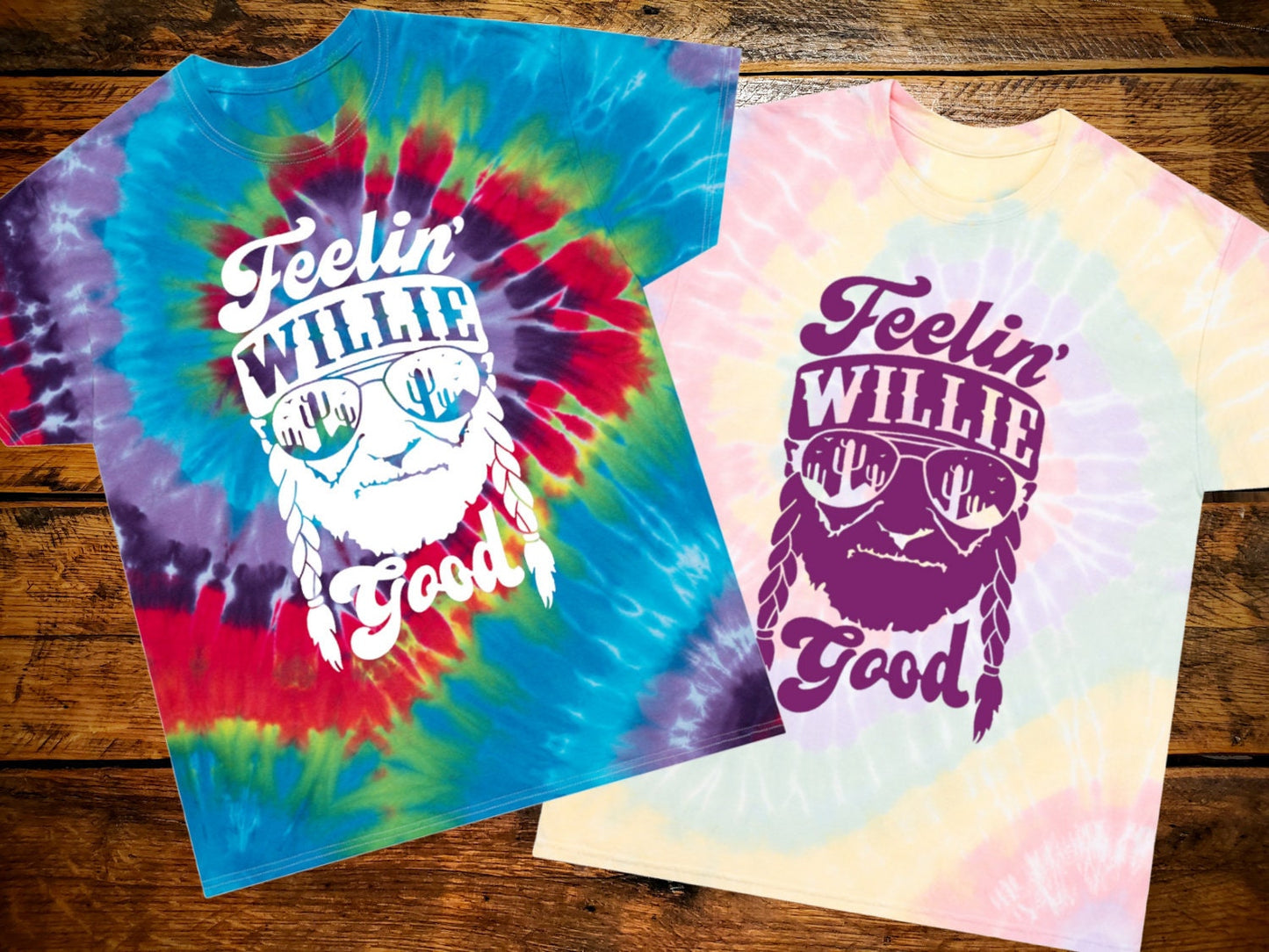 Feelin' Willie Good - Premium Retro Tie-Dye Western Shirt