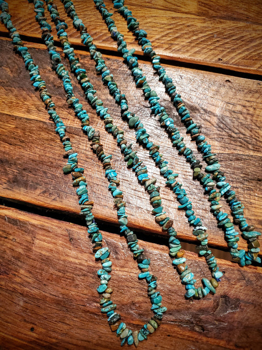 Handmade Beaded Turquoise Chip Long Necklaces