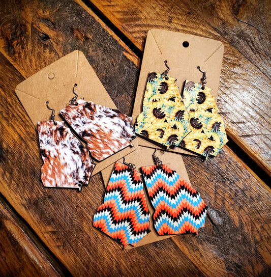 Handmade Georgia State Printed Wood Earrings - Hypoallergenic, Pick Your Style!