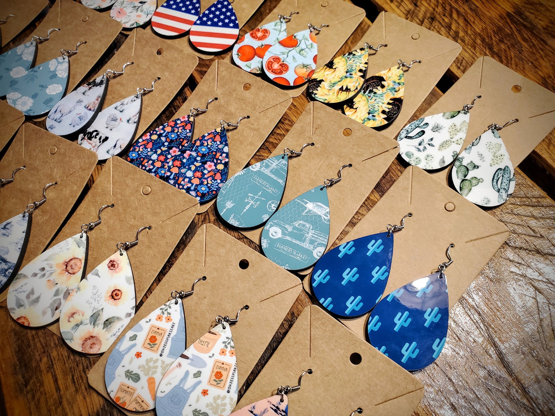 Handmade Western Printed Wood Earrings - Hypoallergenic, Pick Your Style!