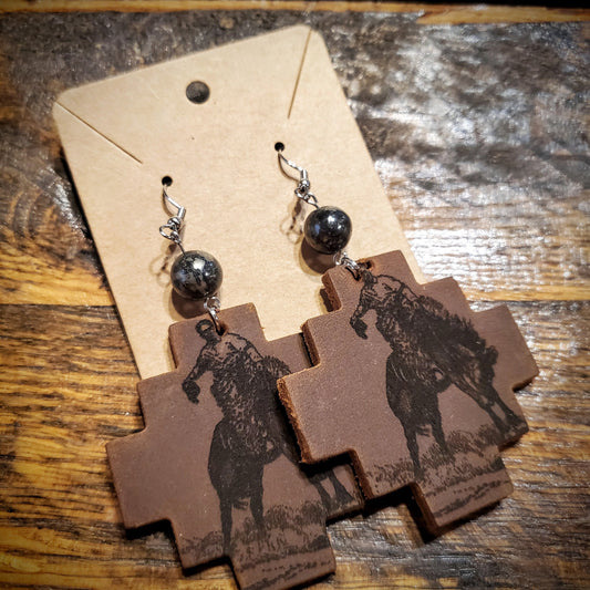 Buckaroo - Handmade Genuine Leather Western Hypoallergenic Earrings