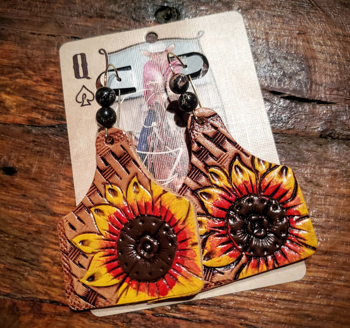 Handmade Genuine Tooled Leather Earrings