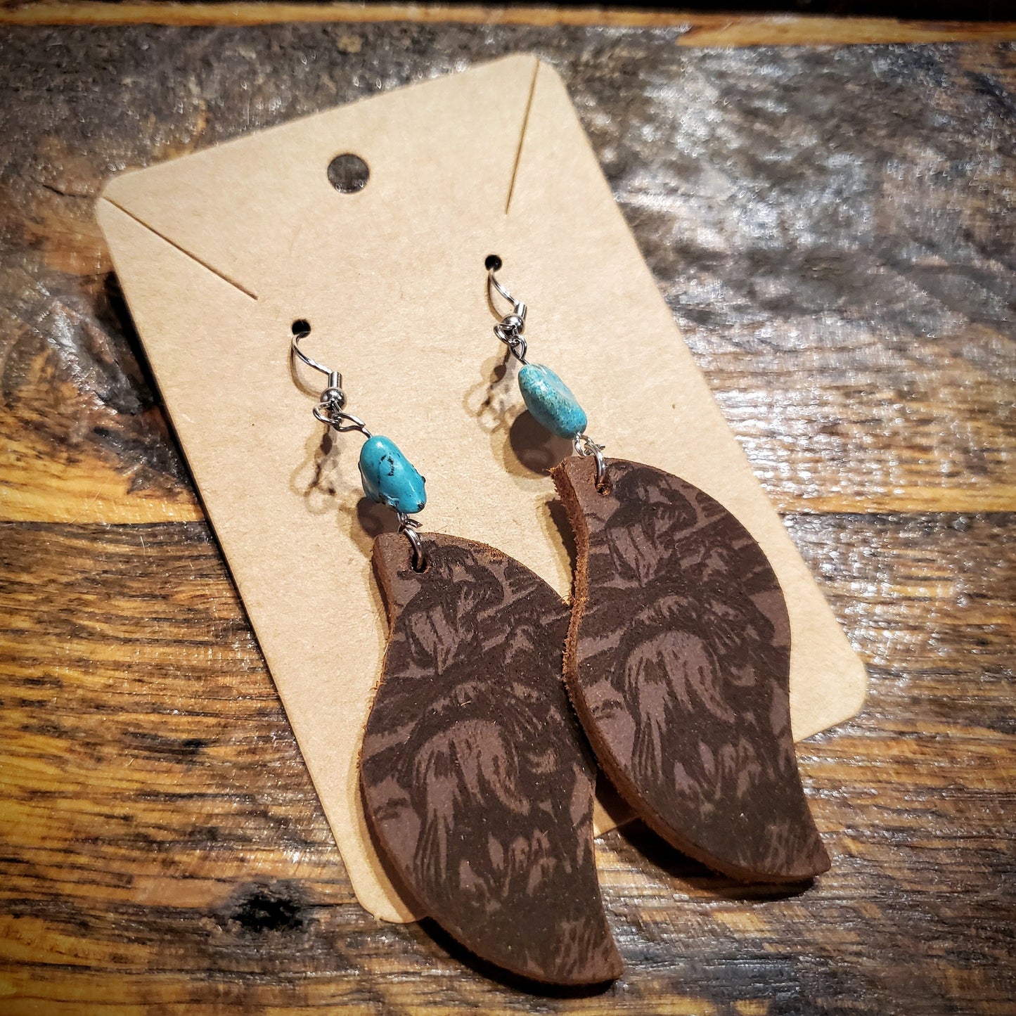 Happy Trails - Handmade Genuine Leather Western Hypoallergenic Earrings