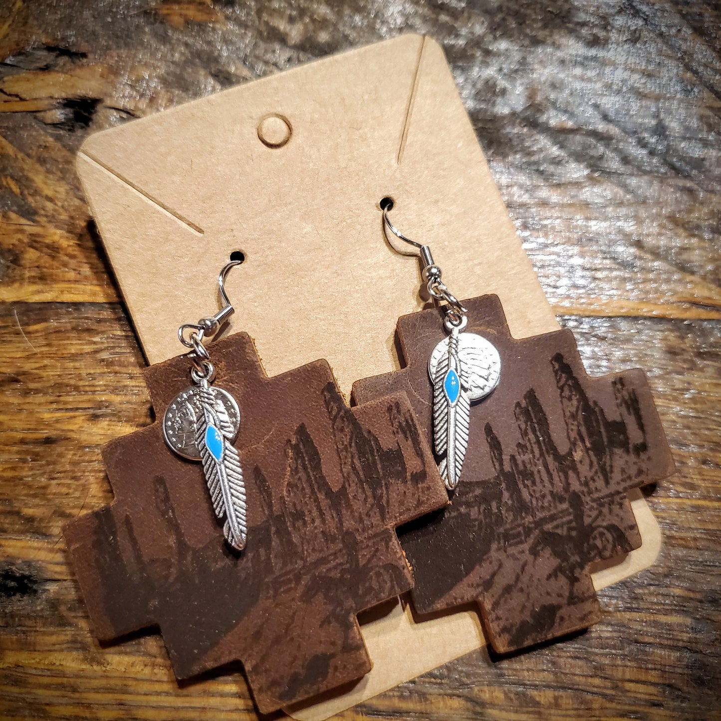 Southwest - Handmade Genuine Leather Western Hypoallergenic Earrings