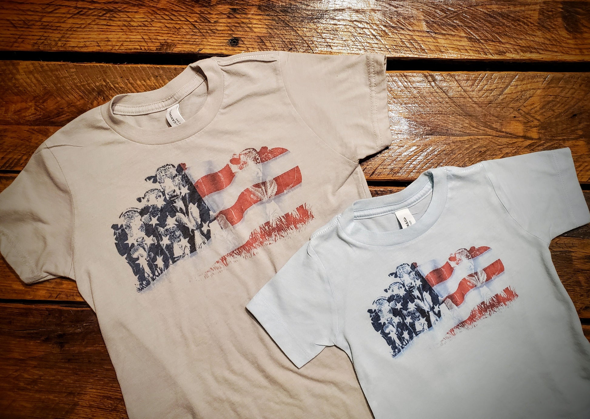 American Flag Cattle - Premium Extra Soft Vintage Western Tee Shirt - Pick Your Color - Baby, Toddler, Youth, Adult Sizes