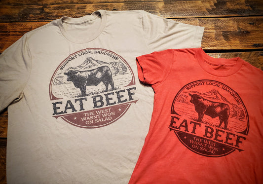 Eat Beef - Premium Extra Soft Vintage Western Tee Shirt - Pick Your Color - Baby, Toddler, Youth, Adult Sizes