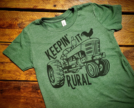 Keepin' It Rural - Premium Extra Soft Vintage Western Tee Shirt - Pick Your Color - Baby, Toddler, Youth, Adult Sizes