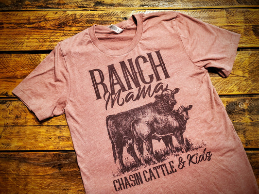 Ranch Mama, Chasin' Cattle & Kids - Premium Extra Soft Vintage Western Tee Shirt - Pick Your Color - Baby, Toddler, Youth, Adult Sizes