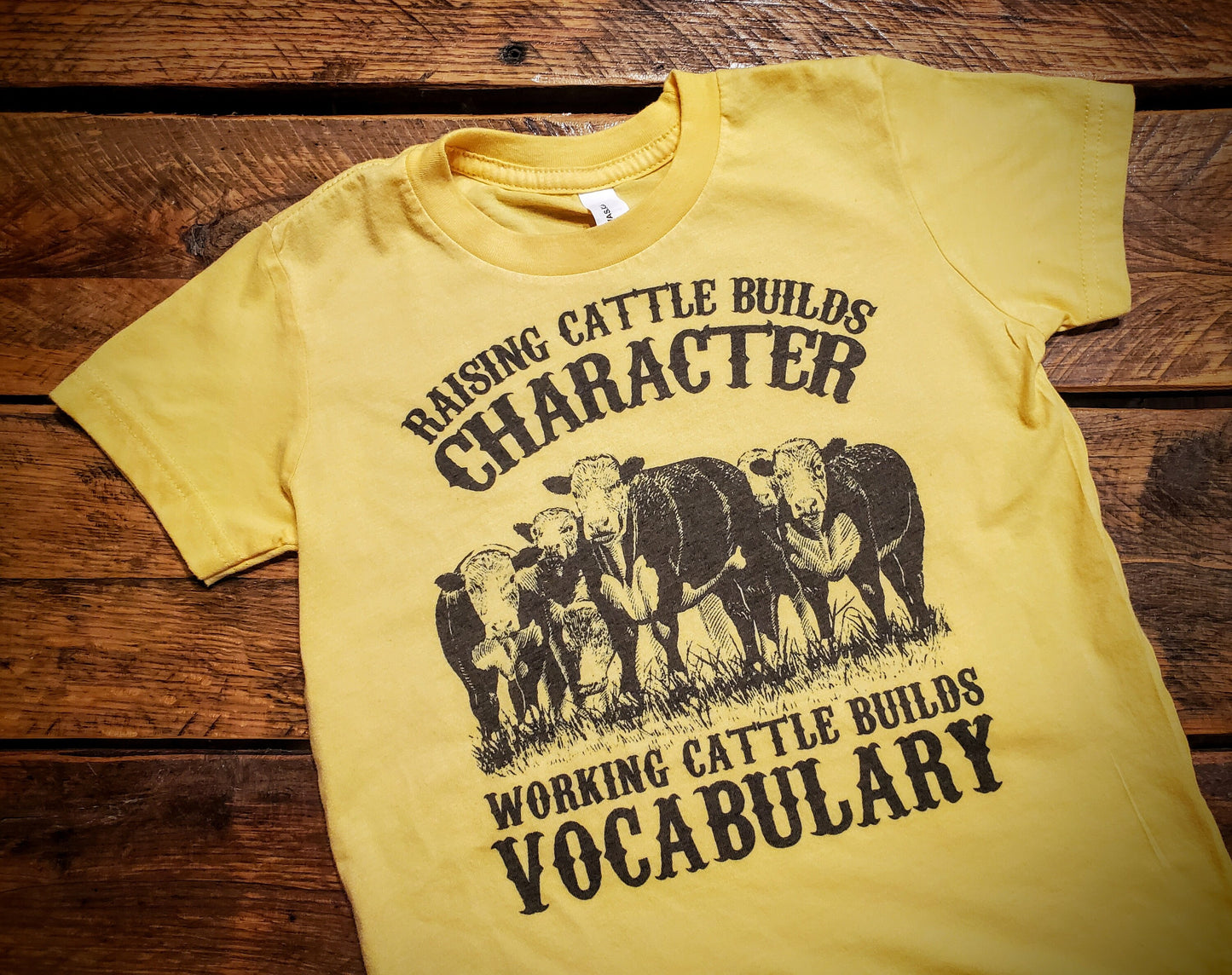 Working Cattle Builds Vocabulary - Premium Extra Soft Vintage Western Tee Shirt - Pick Your Color - Baby, Toddler, Youth, Adult Sizes