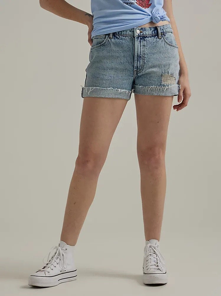 NEW Genuine Wrangler Women's Retro High Rise Distressed Denim Shorts