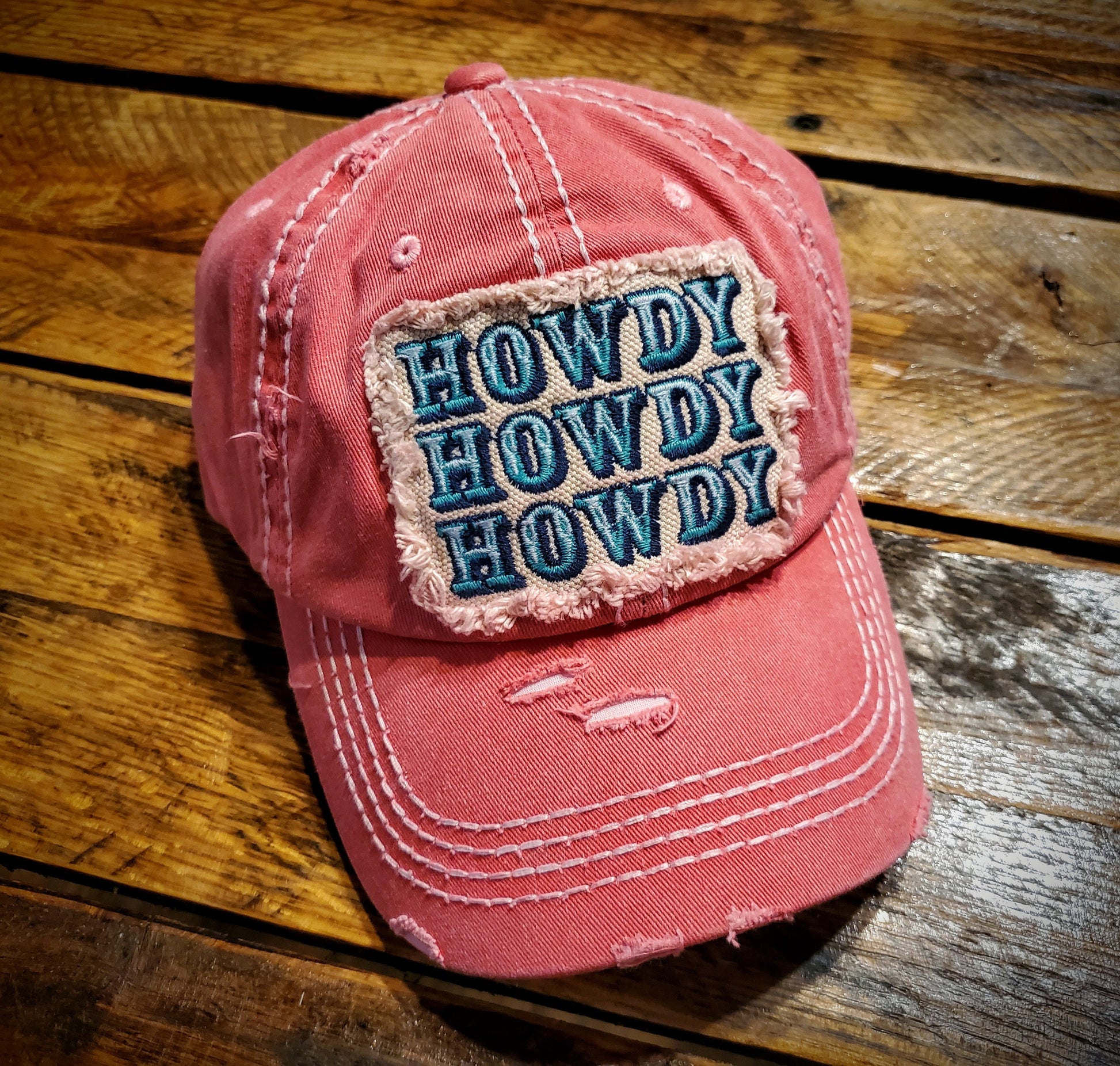 Howdy Vintage Embroidered Distressed Hat Ball Cap