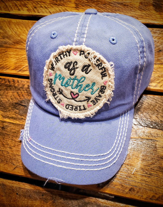 Tough As A Mother Vintage Embroidered Distressed Hat Ball Cap