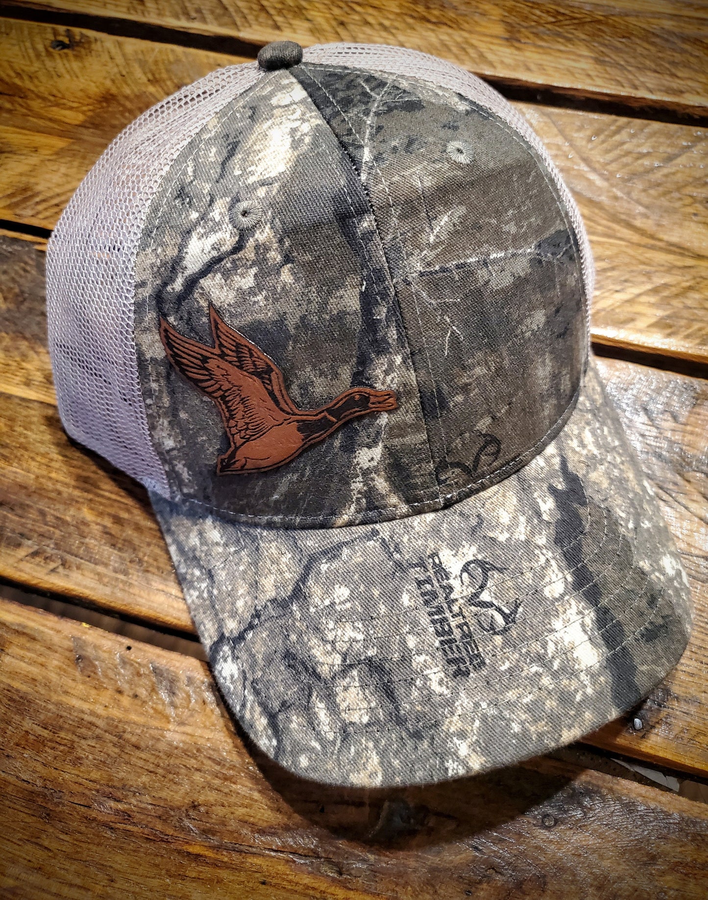 Vintage Leather Duck In Flight Patch Hat