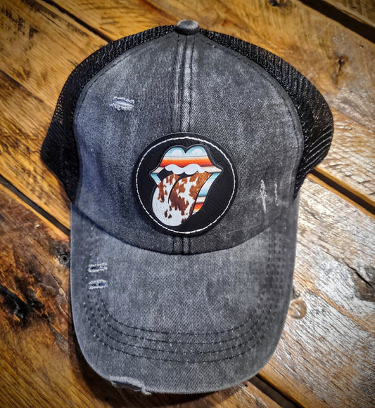 Vintage Leather Rock 'n Roll Patch Hat