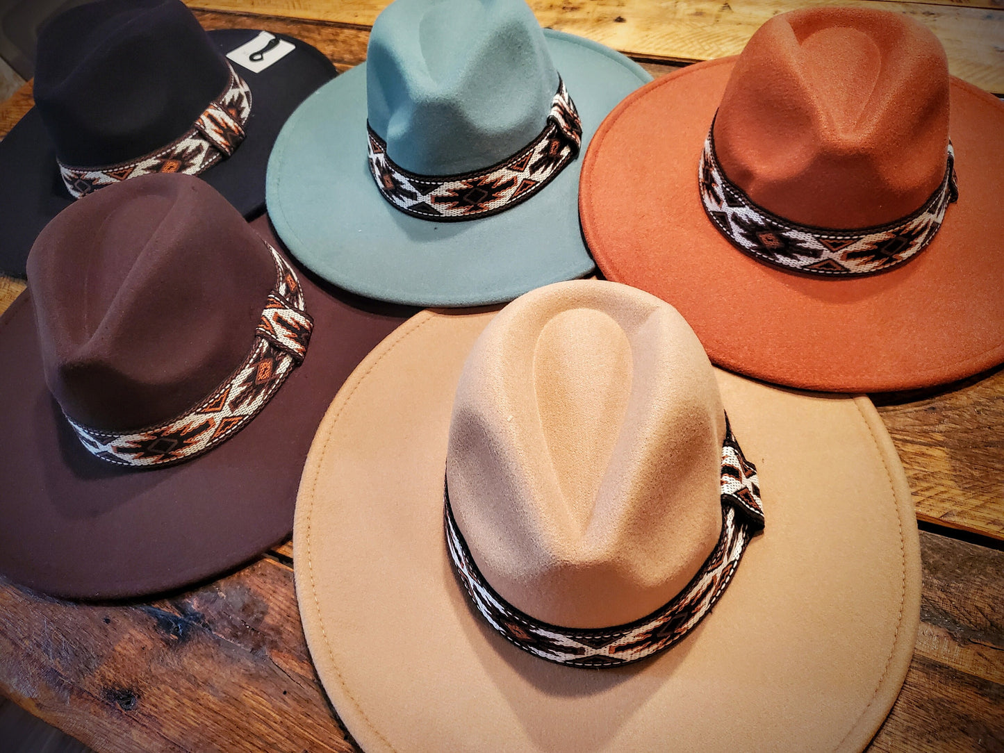 Western Felt Hats with Aztec Hatband - Several Great Colors Available!