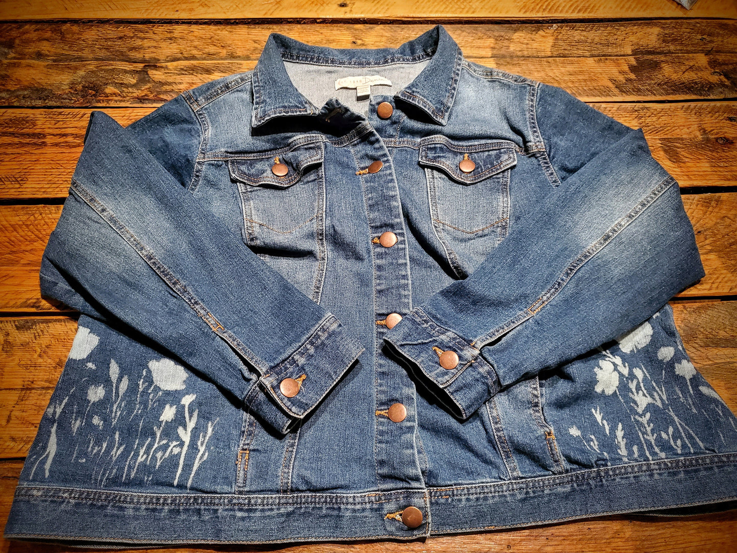 Hand Distressed Denim Jacket - Women's Plus Size 22/24W