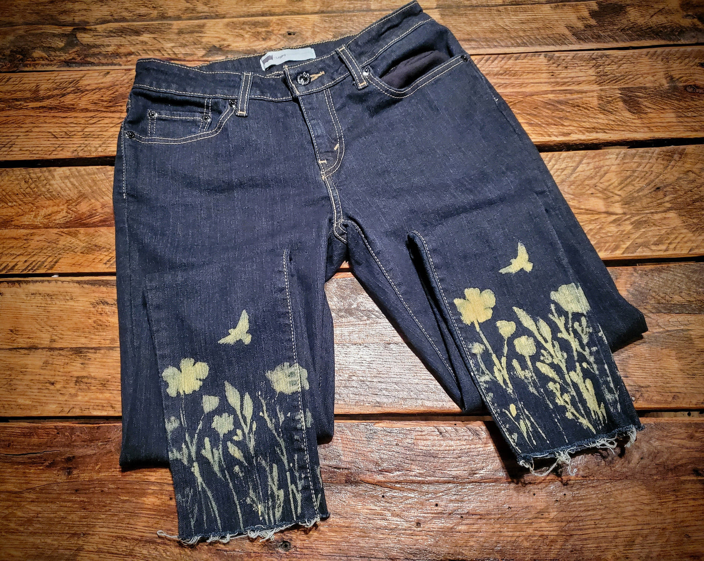 Hand Distressed Denim Levi Jean Capris - Women's Size 30 x 30