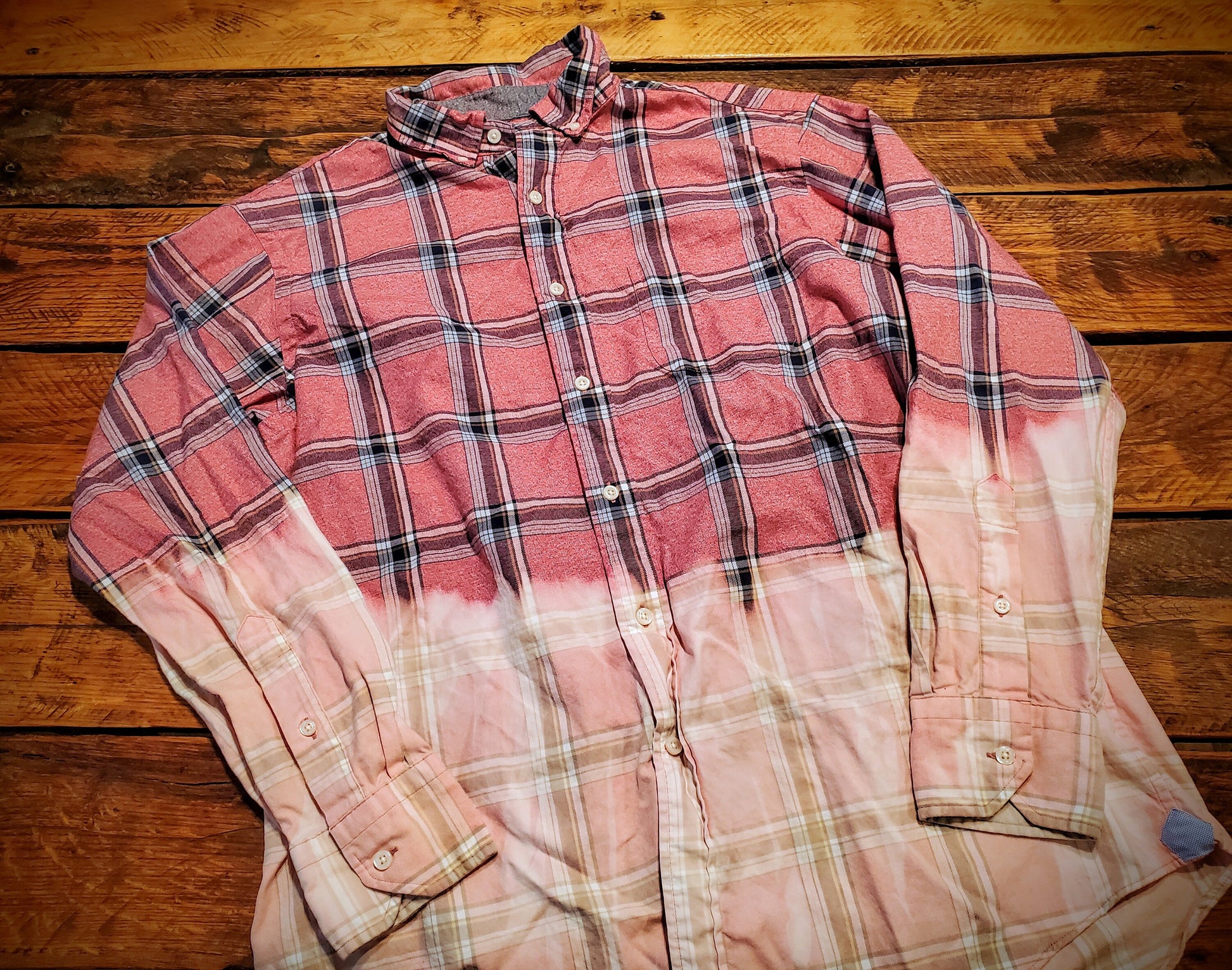 Hand Distressed Flannel Shacket - L