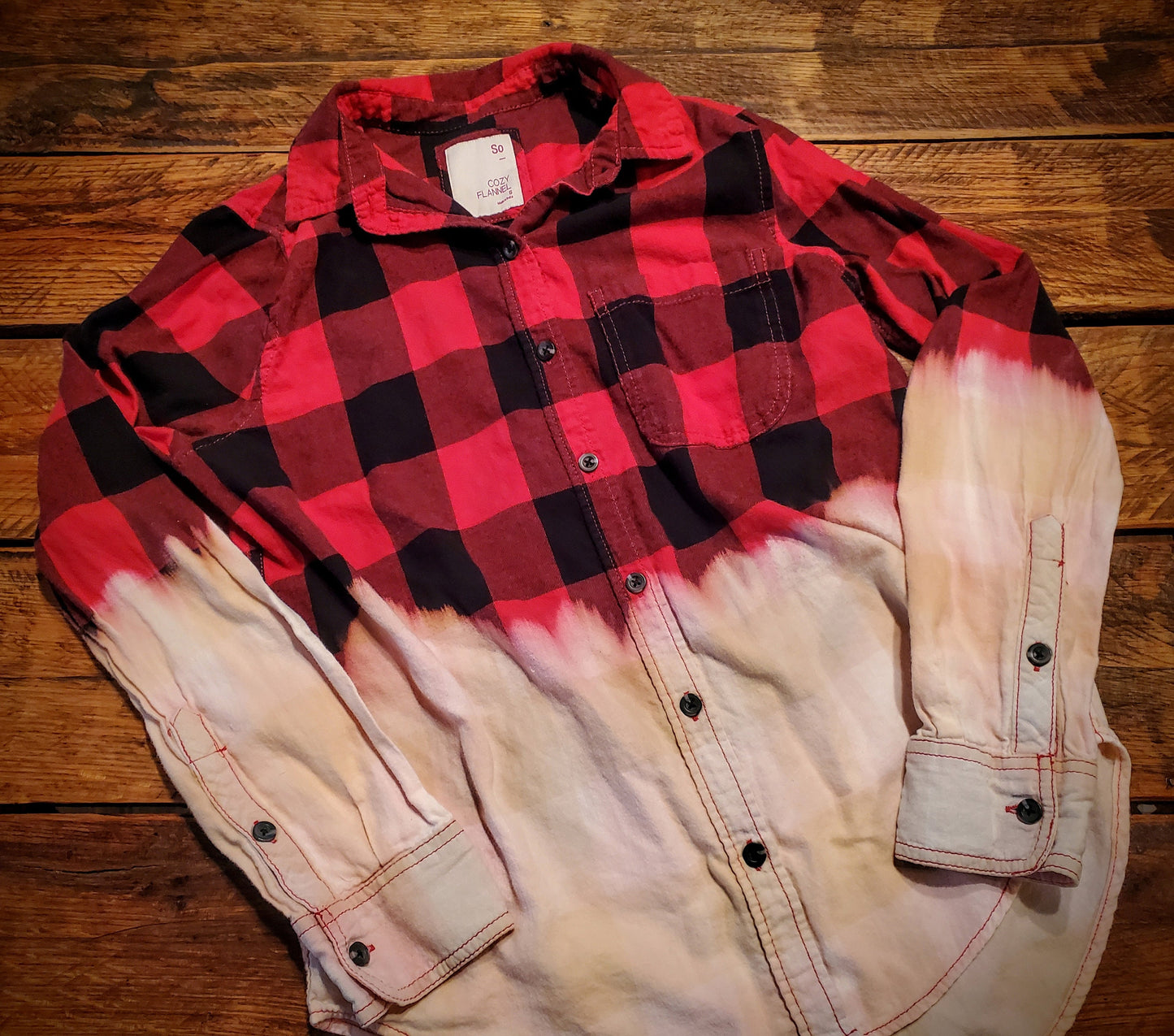 Hand Distressed Flannel Shacket - S