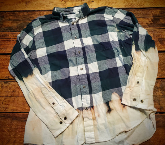 Hand Distressed Flannel Shacket - XL