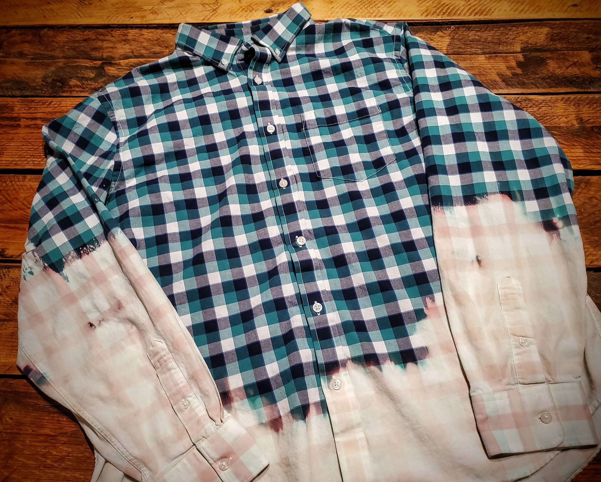 Hand Distressed Flannel Shacket - XL