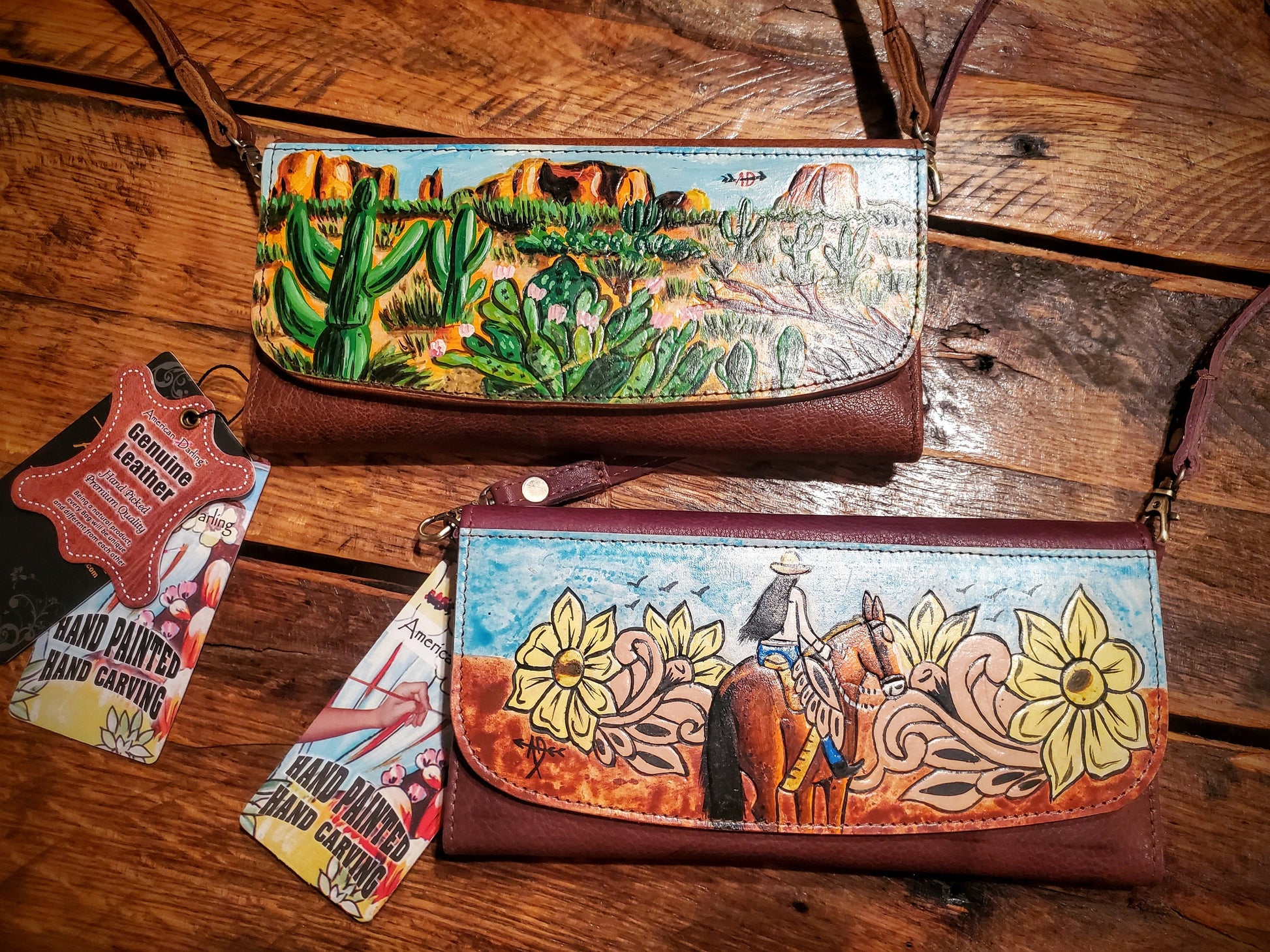 Genuine Hand Painted Leather Purse / Wallets