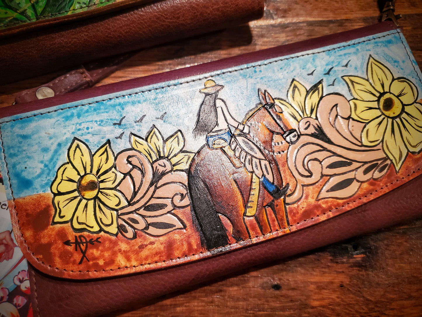 Genuine Hand Painted Leather Purse / Wallets