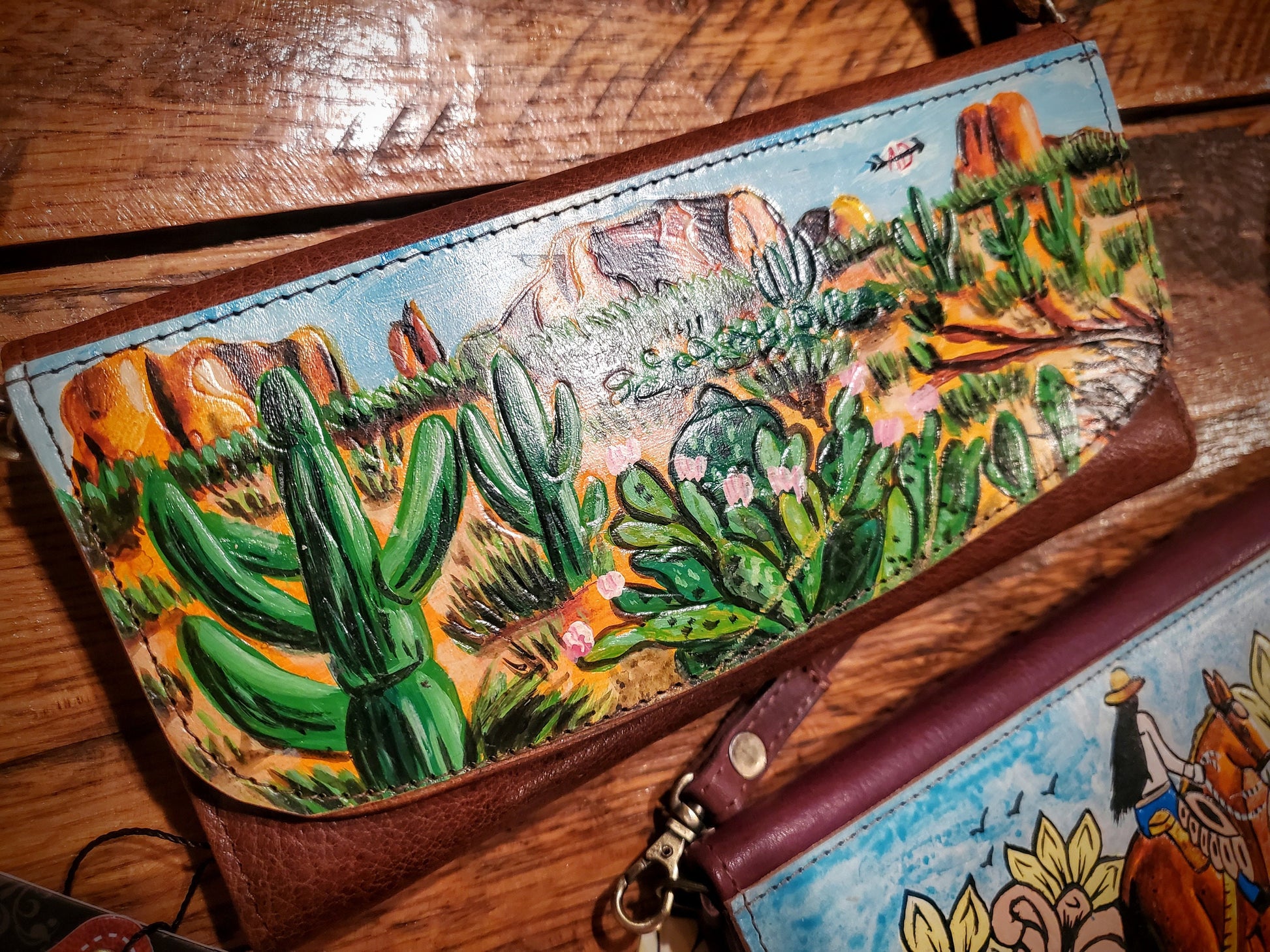 Genuine Hand Painted Leather Purse / Wallets