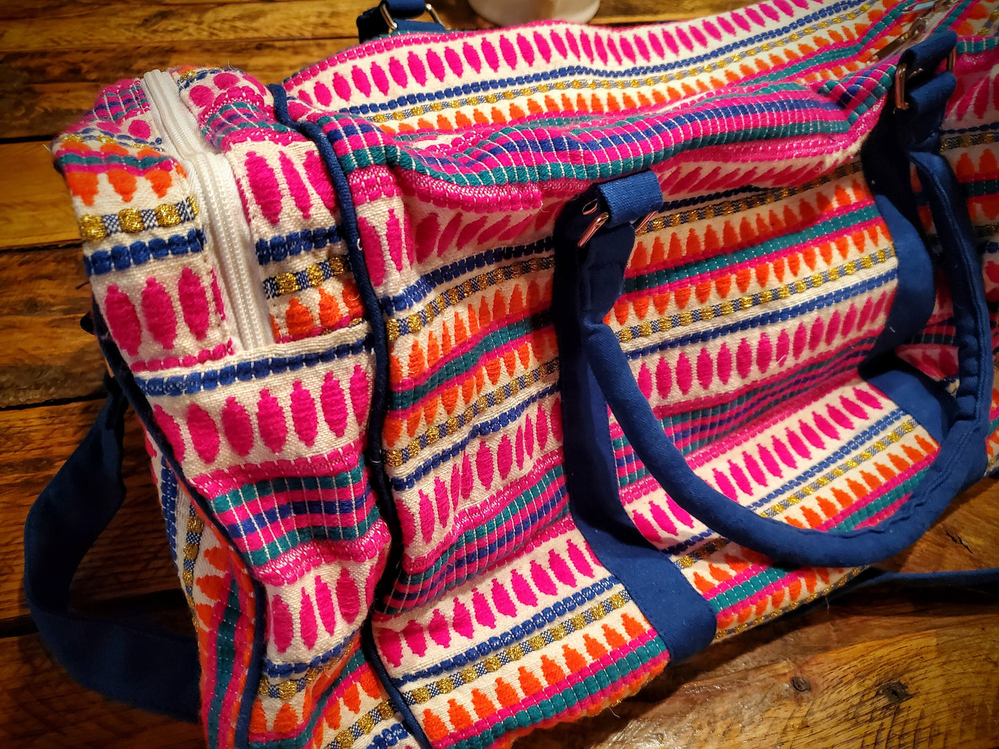 Pink Aztec Southwestern Duffle Weekender Bag - Great for Travel, Gym, & More