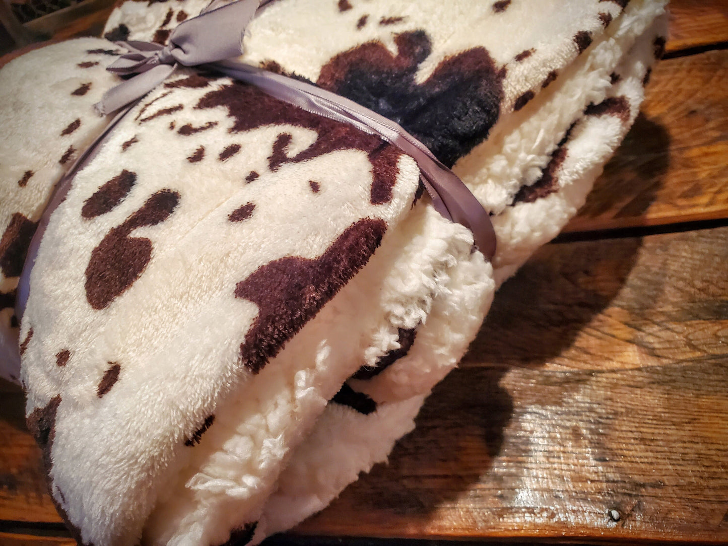 Ultra Plush Oversized Cow Print Throw Blanket with Fluffy Fleece Back - Great Holiday Christmas Gifts!