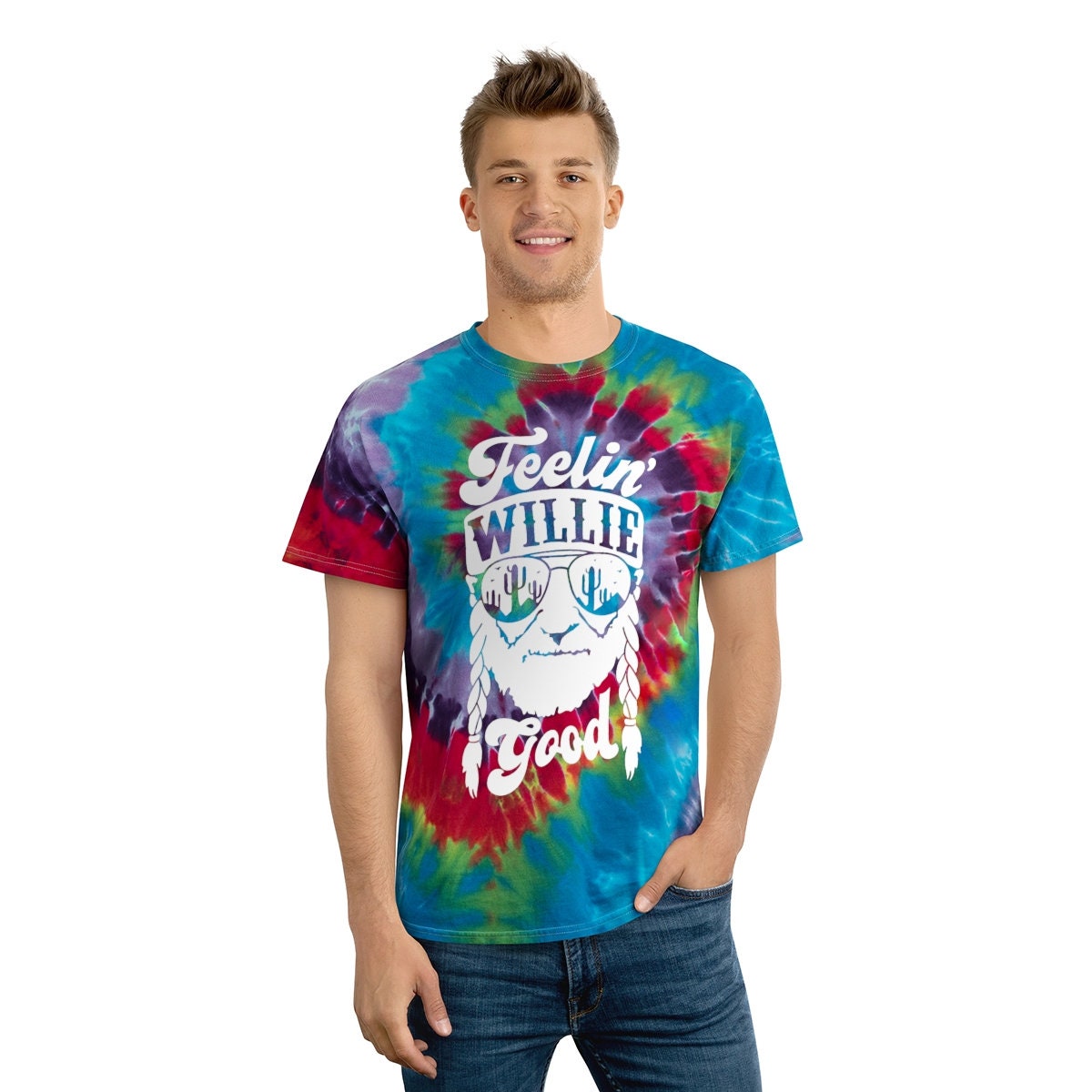 Feelin' Willie Good - Premium Retro Tie-Dye Western Shirt