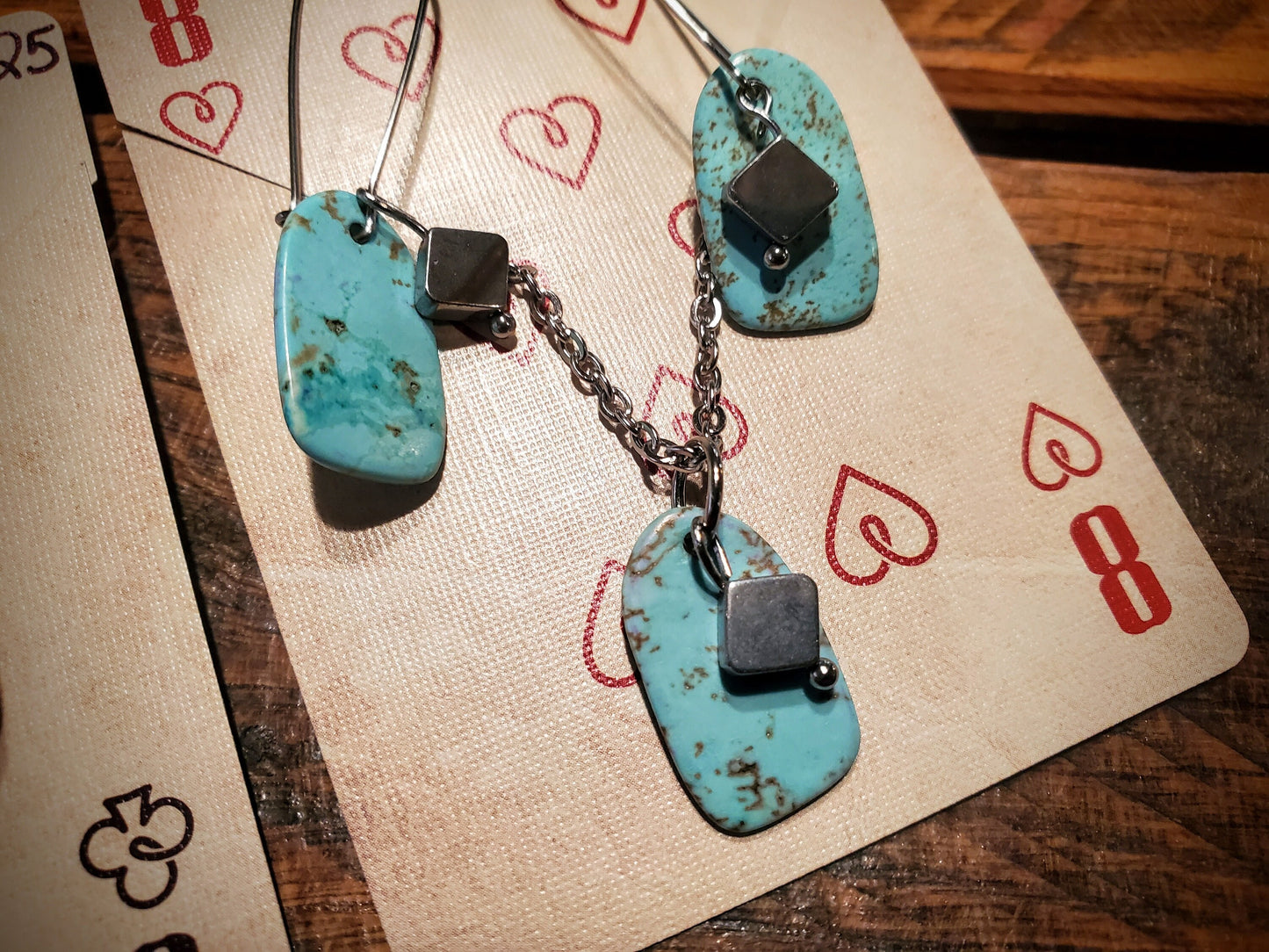 Handmade Western Turquoise Earrings & Necklace Set