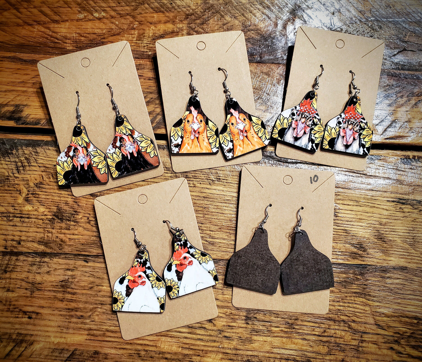 Handmade Chicken Printed Wood Earrings & Necklaces - Hypoallergenic, Pick Your Style