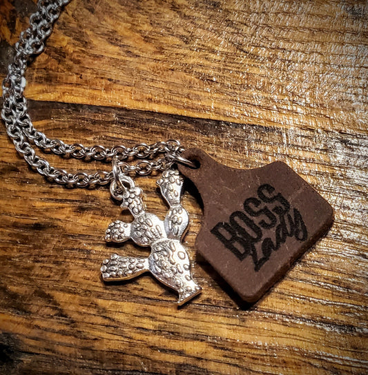 Boss Lady - Handmade Western Dainty Engraved Leather Hypoallergenic Necklace