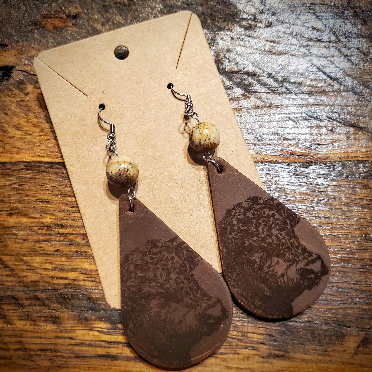 Bull Headed - Handmade Genuine Leather Western Hypoallergenic Earrings