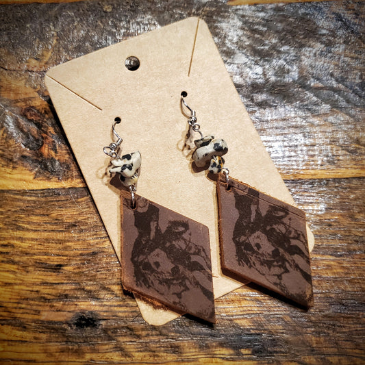 Bulls and Blood - Handmade Genuine Leather Western Hypoallergenic Earrings