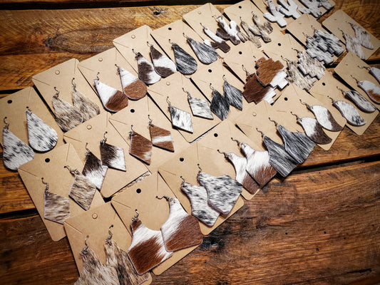 Handmade Genuine Cowhide Earrings - Hypoallergenic, Pick Your Style!