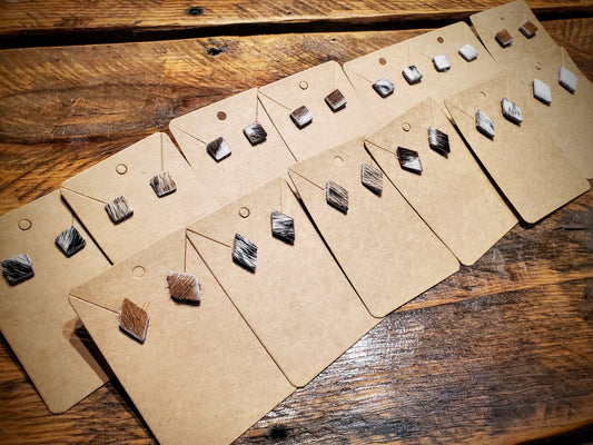 Handmade Genuine Cowhide Stud Earrings - Hypoallergenic, Pick Your Style!