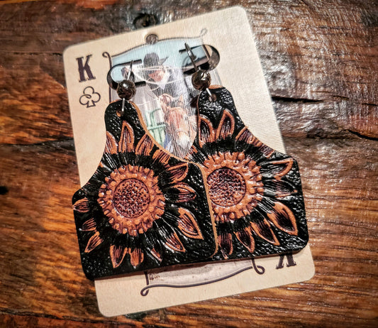 Handmade Genuine Tooled Leather Earrings