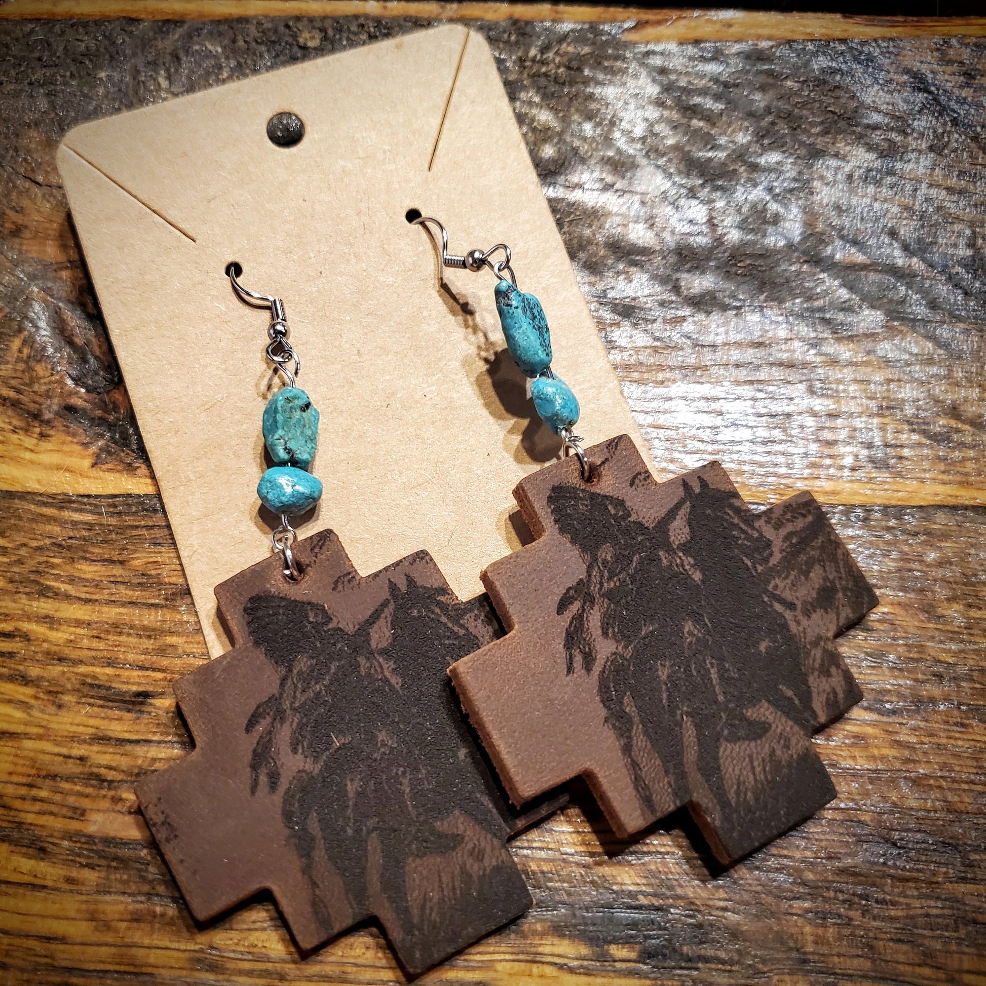 Native - Handmade Genuine Leather Western Hypoallergenic Earrings