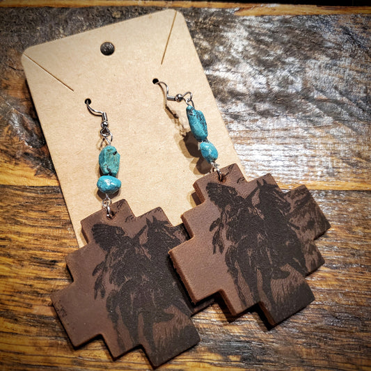 Native - Handmade Genuine Leather Western Hypoallergenic Earrings