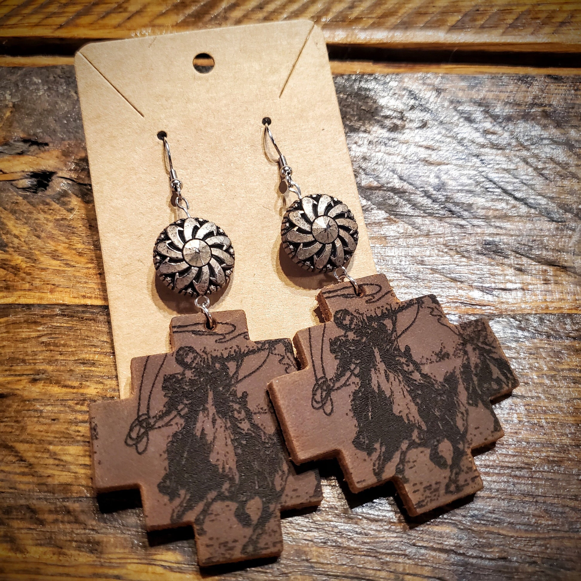 Ropin' - Handmade Genuine Leather Western Hypoallergenic Earrings