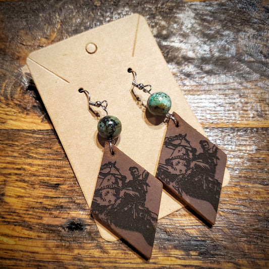 Yeehaw - Handmade Genuine Leather Western Hypoallergenic Earrings