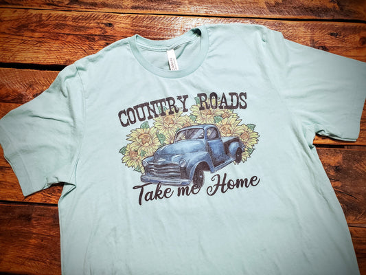 Country Roads Take Me Home - Premium Extra Soft Vintage Western Tee Shirt - Pick Your Color - Baby, Toddler, Youth, Adult Sizes