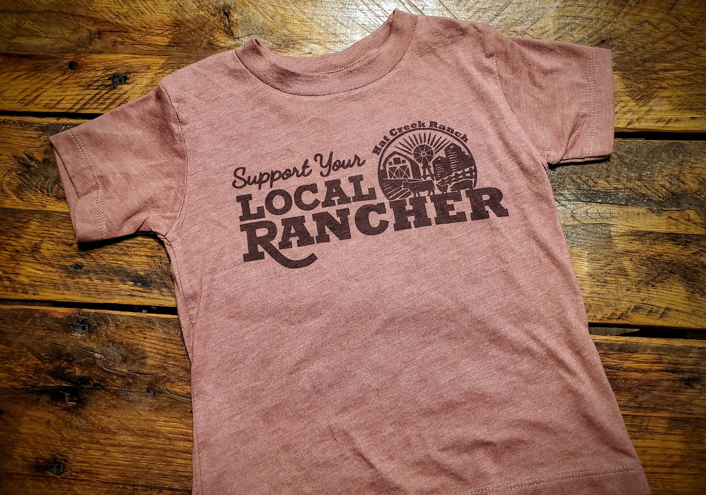 Custom Support Your Local Farmer Rancher with Your Farm Name - Premium Extra Soft Tee Shirt - Pick Your Color - Baby, Toddler, Youth, Adult