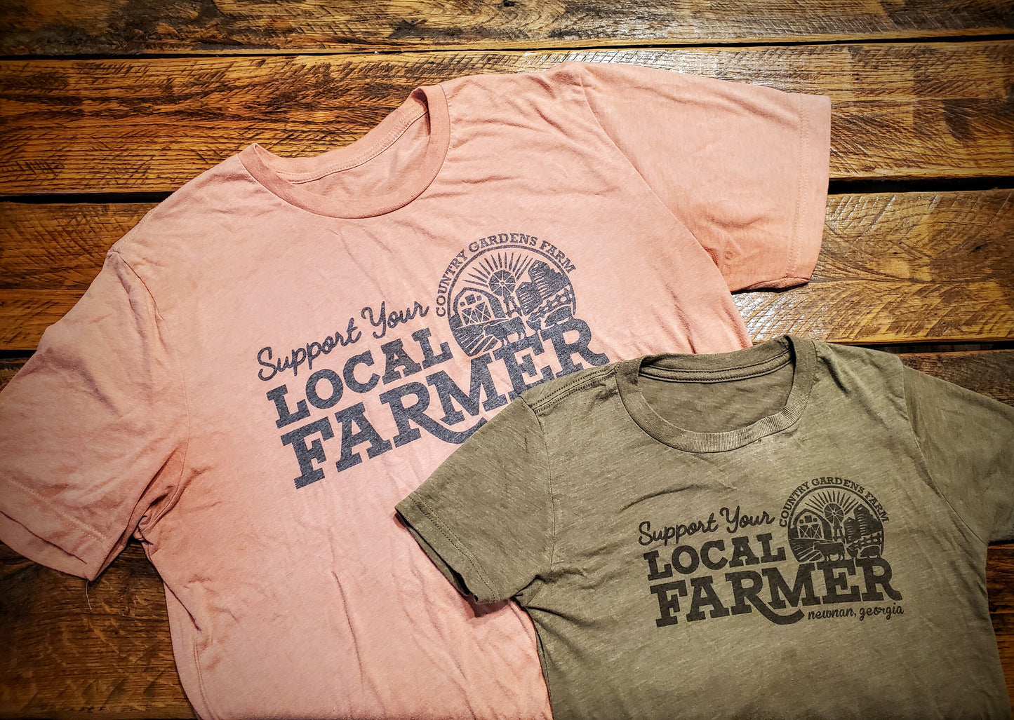 Custom Support Your Local Farmer Rancher with Your Farm Name - Premium Extra Soft Tee Shirt - Pick Your Color - Baby, Toddler, Youth, Adult