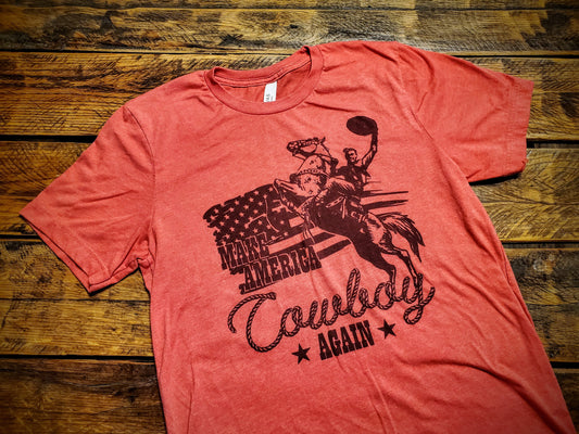 Make America Cowboy Again - Premium Extra Soft Vintage Western Tee Shirt - Pick Your Color - Baby, Toddler, Youth, Adult Sizes