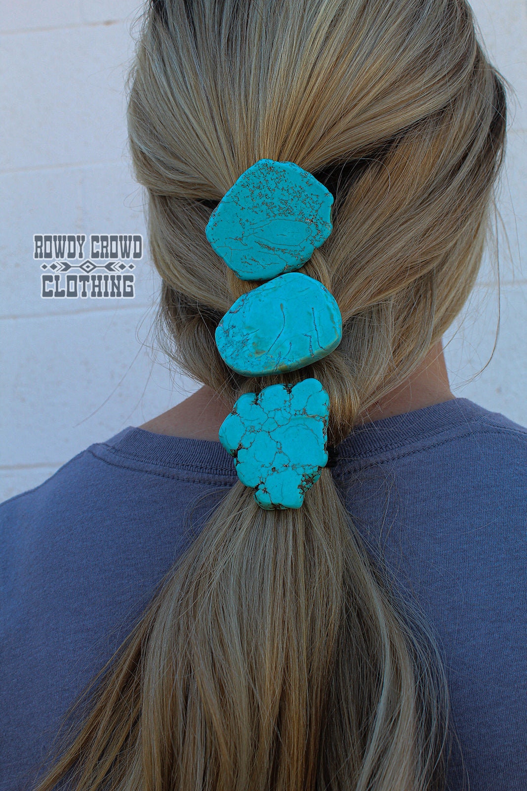 Western Turquoise Slab Hair Ties / Ponytail Holders - Great Gifts and Stocking Stuffers!