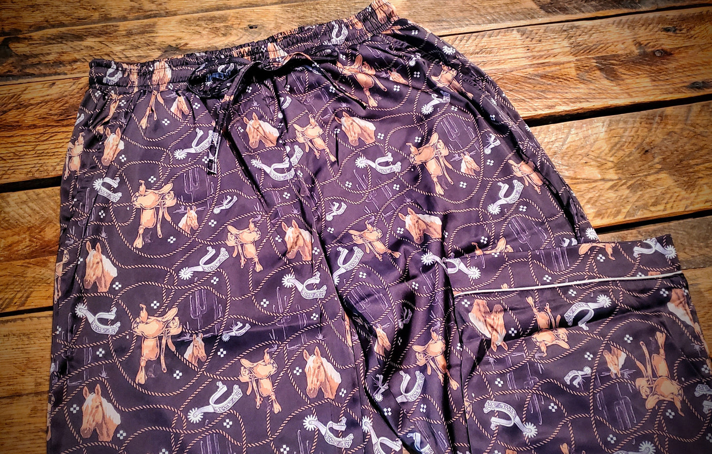 Vintage Western Satin Pajama Pants - Great Holiday & Christmas Gift!